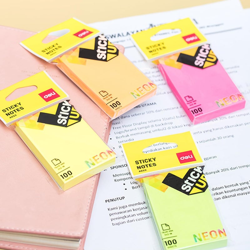 Deli Ea02202 Sticky Notes 100 Sheets, 76×51 Mm Size, Multicolour - Image 2