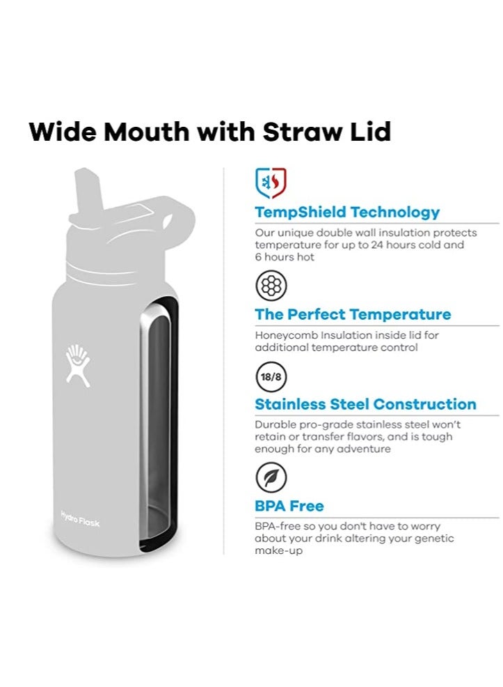 هايدرو فلاسك زجاجة مياه كليمنتين قابلة لإعادة الاستخدام من الفولاذ المقاوم للصدأ ذات فتحة واسعة وغطاء من القش - معزولة بالفراغ، آمنة للاستخدام في غسالة الأطباق، وغير سامة - Image 2