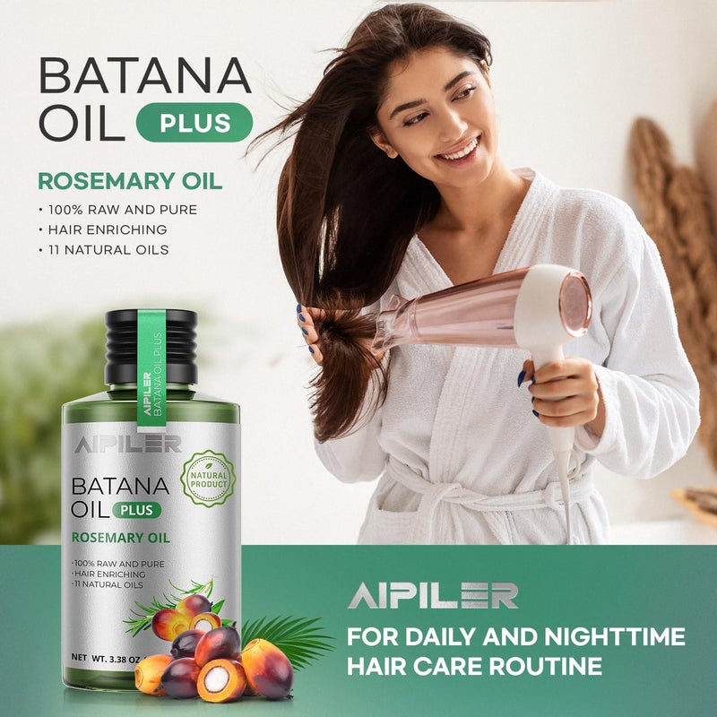 AIPILER Batana Oil for Hair Strenthening: Dr Sebi 100% Pure and Raw Honduras Hair Treatment Oil - Pre or Post Shower Hair care for Curly/Coily/Wavy Hair 3.38 fl oz(Rosemary) - Image 3