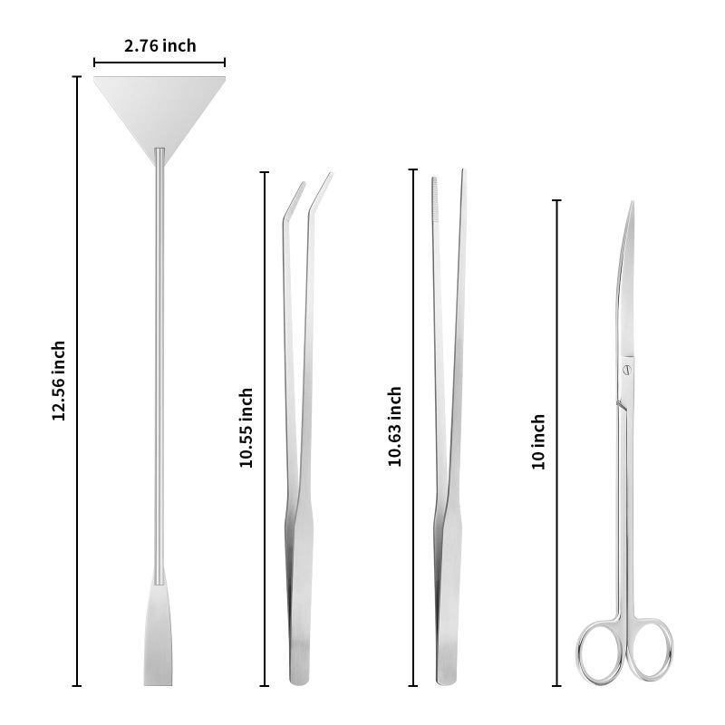 Ohtomber Aquascape Tools Aquarium Kit - 4PCS Terrarium Supplies Include Long Tweezers for Terrarium, Feeding Tongs, Aquarium Scissors, Aquarium Algae Scraper for Fish Tank Cleaning Plant Trimming - Image 2