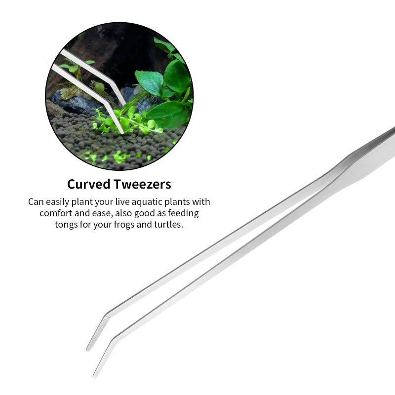 Ohtomber Aquascape Tools Aquarium Kit - 4PCS Terrarium Supplies Include Long Tweezers for Terrarium, Feeding Tongs, Aquarium Scissors, Aquarium Algae Scraper for Fish Tank Cleaning Plant Trimming - Image 5