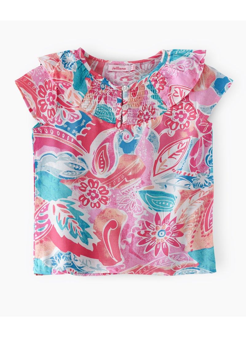 Jelliene Blooming Beauty: Girls' Breezy Blouse Chic Style & Summertime Comfort  - Image 1