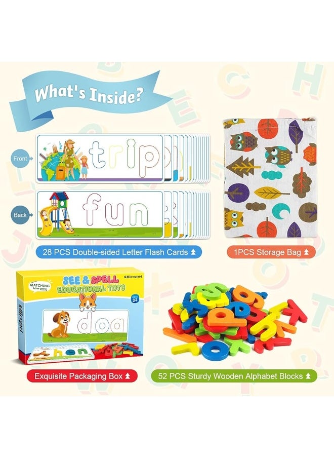 Officygnet Officygnet See & Spell Learning Educational Toys and Gift for 3 4 5 6 Years Old Boys and Girls - Matching Letter Game for Preschool Kids - 80 Pcs of CVC Word Builders for Toddler Learning Activities  - Image 3
