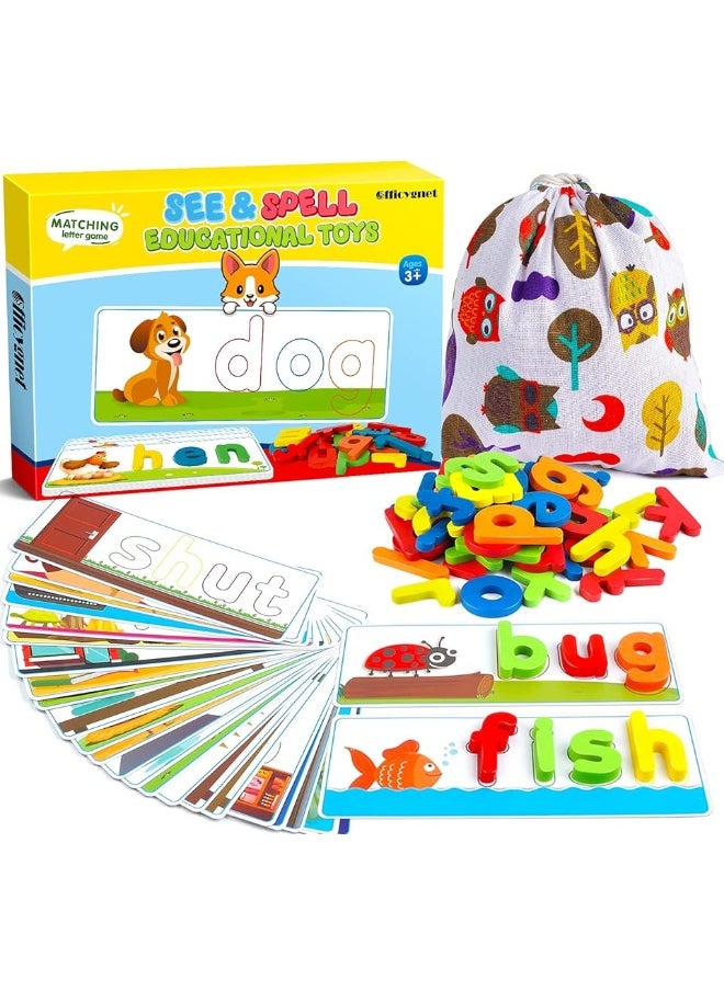 Officygnet Officygnet See & Spell Learning Educational Toys and Gift for 3 4 5 6 Years Old Boys and Girls - Matching Letter Game for Preschool Kids - 80 Pcs of CVC Word Builders for Toddler Learning Activities  - Image 2