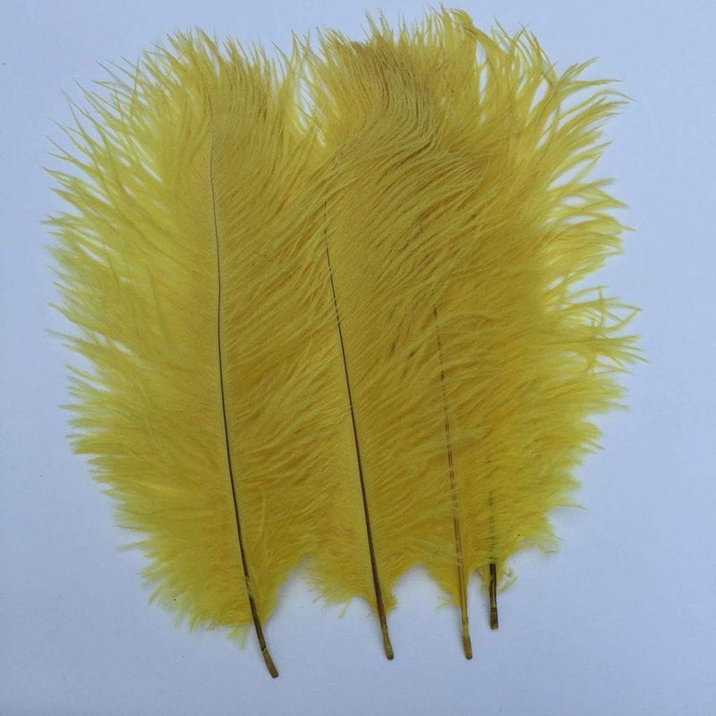 Shekyeon Yellow 10-12inch 25-30cm Ostrich Feather Home Decoration DIY Craft Pack of 10 - Image 2