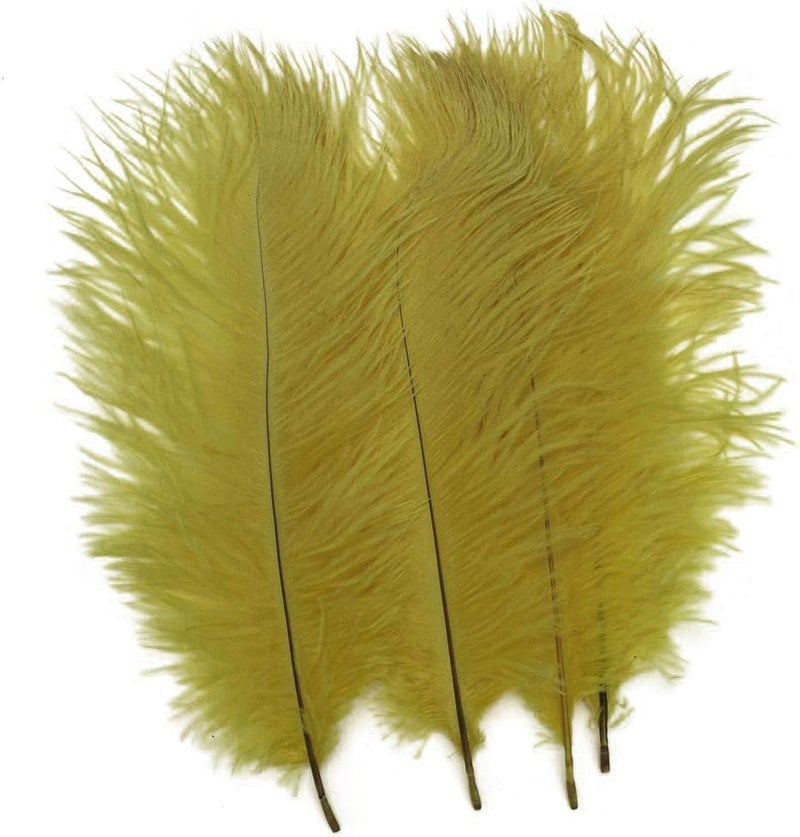 Shekyeon Yellow 10-12inch 25-30cm Ostrich Feather Home Decoration DIY Craft Pack of 10 - Image 1