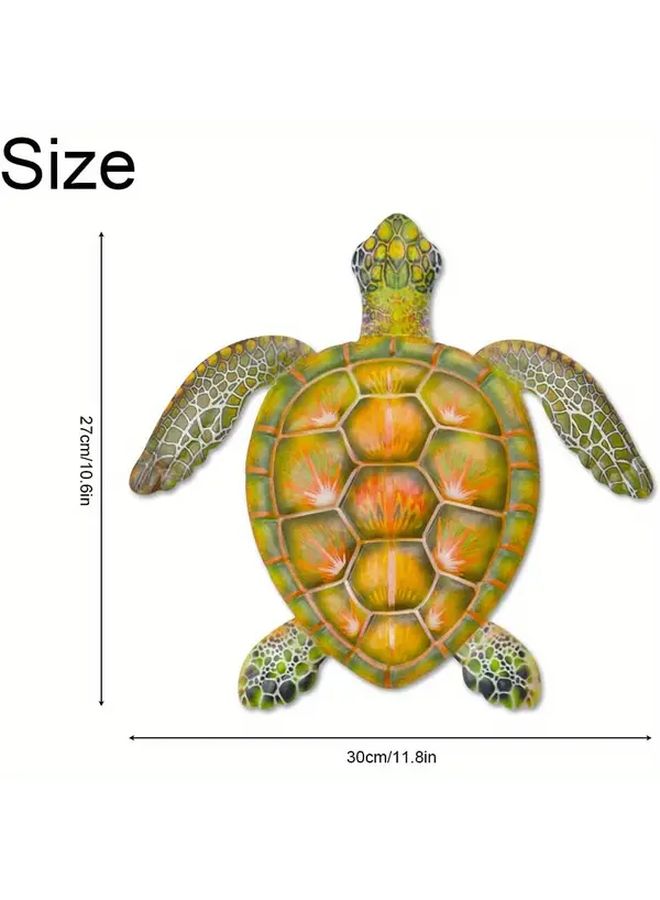 Green 12 Inch Sea Turtle Wall Art Wooden Ocean Decor for Bathroom Bedroom Poolside - Image 2