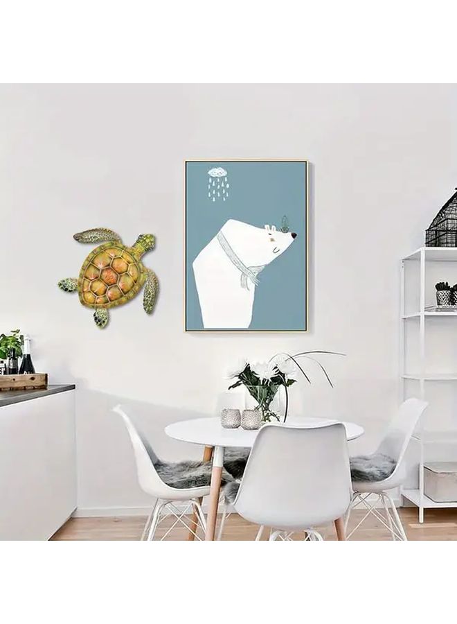 Green 12 Inch Sea Turtle Wall Art Wooden Ocean Decor for Bathroom Bedroom Poolside - Image 4