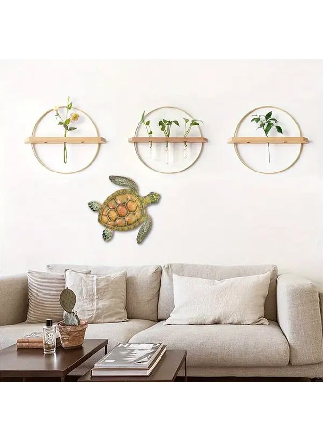 Green 12 Inch Sea Turtle Wall Art Wooden Ocean Decor for Bathroom Bedroom Poolside - Image 1