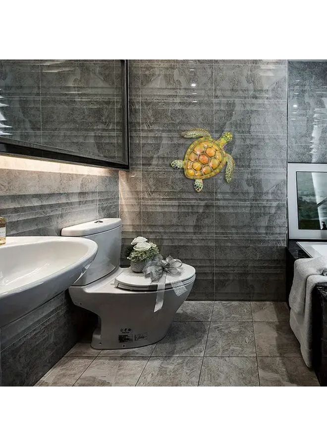 Green 12 Inch Sea Turtle Wall Art Wooden Ocean Decor for Bathroom Bedroom Poolside - Image 3