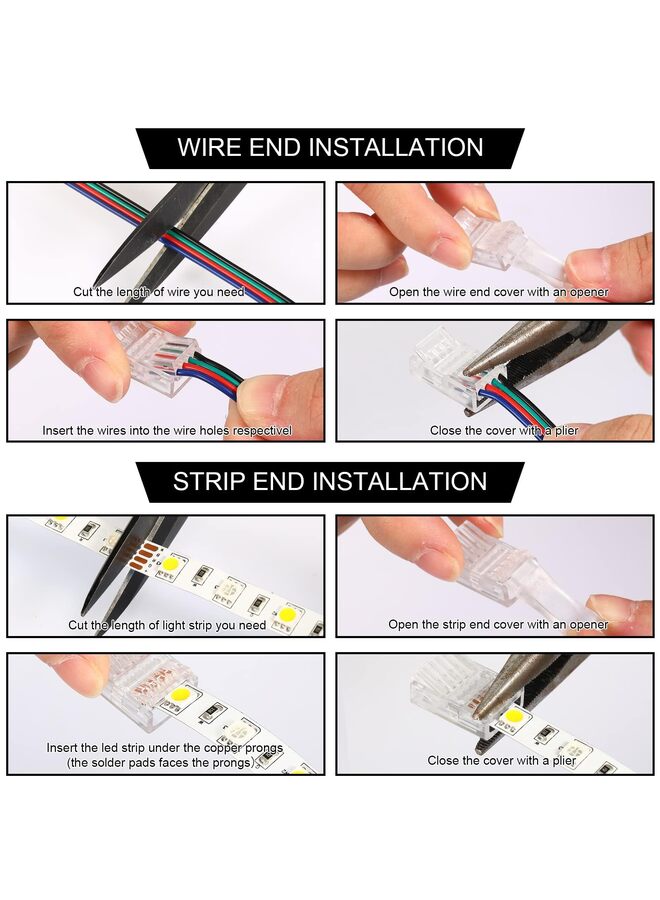 LED Strip Connectors Solderless 10 Pcs Conductor for donation or Non-donation 10mm Wide RGB LED Strip Lights (Size : 5p) - Image 5