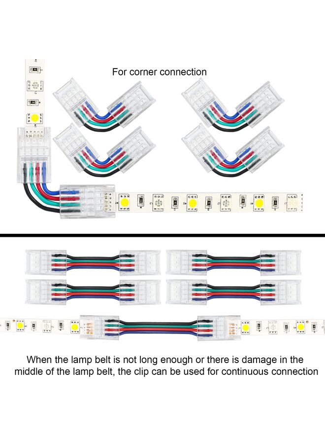 LED Strip Connectors Solderless 10 Pcs Conductor for donation or Non-donation 10mm Wide RGB LED Strip Lights (Size : 5p) - Image 3