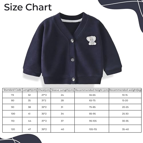 BEMBIKA Woollen Knitted Full Sleeve Sweater for Kids Cardigan Winter Wear Front Button V-Neck Shape Sweater for Baby Boys and Girls (DarkBlue) 18Months-24Months - Image 3