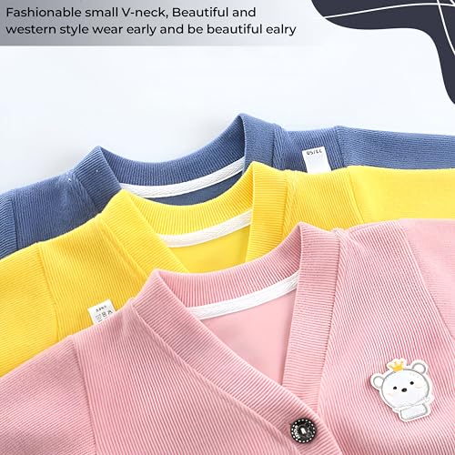BEMBIKA Woollen Knitted Full Sleeve Sweater for Kids Cardigan Winter Wear Front Button V-Neck Shape Sweater for Baby Boys and Girls (DarkBlue) 18Months-24Months - Image 5