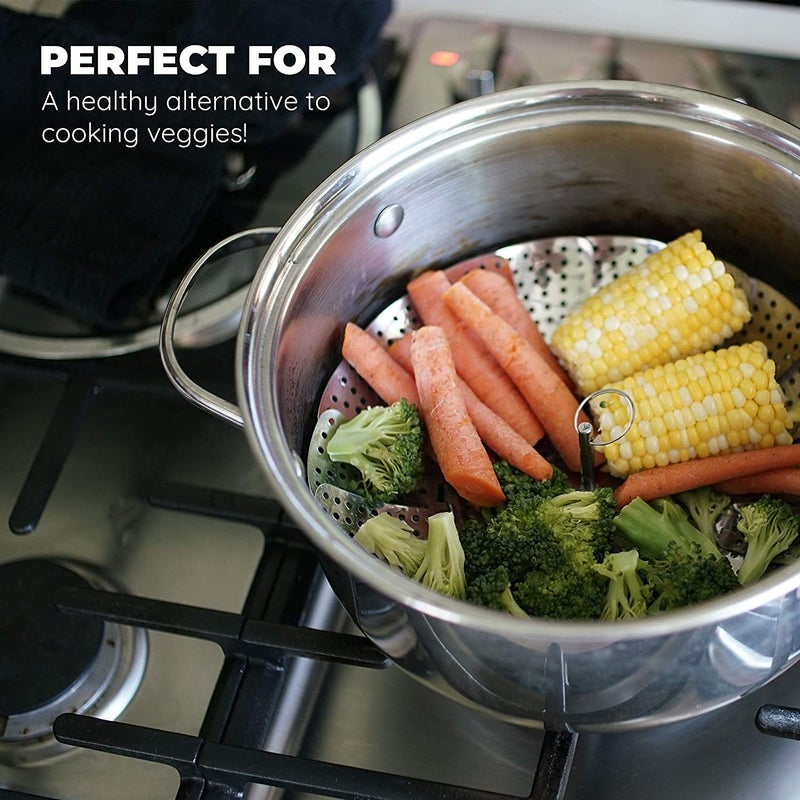 GaxQuly GaxQuly Stainless Steel Vegetable Fruit Steamer Punching Food Drain Bowl Basket Stainless Steel Steamer Steamer Basket  - Image 3
