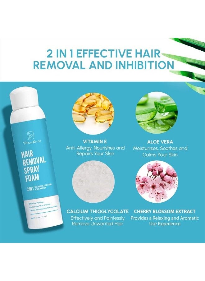 Thrudove - Hair Removal Spray Foam - Newest Formula from 100% Natural Ingredients - Effective & Painless Hair Removal Cream - Body & Intimate Depilatory Spray Foam for Women & Men - Image 1