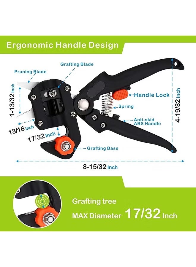 Arabest 2-in-1 Garden Grafting Tools Pruner Kit, V-Graft Omega-Graft and U-Graft, Plant Branch Vine Fruit Tree Cutting Tool Kits Scissors - Image 4