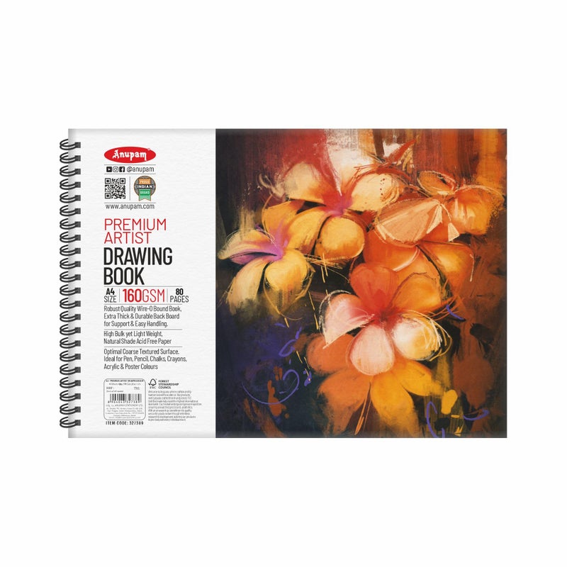 Anupam Premium Artist Drawing Book A4 | Acid-Free Natural Shade Paper | Cartridge Paper | 40 Sheet, 80 Pages | 140gsm Wireo Book | Ideal for Drawing, Sketching, Design & Architecture - Image 4