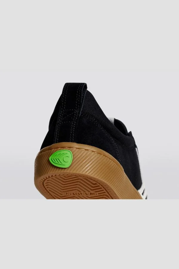 Cariuma CATIBA PRO Low Gum Black Suede and Canvas Ivory Logo Sneaker