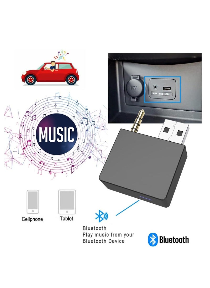 Bluetooth 5.0 Adapter for KIA, AUX Music Audio Transmitter 5.0 Bluetooth Transmitter with 3.5mm Jack Audio Adapter Stereo Jack Bluetooth Transmitter USB iPhone iPad Smartphone Android Phone Car Kit