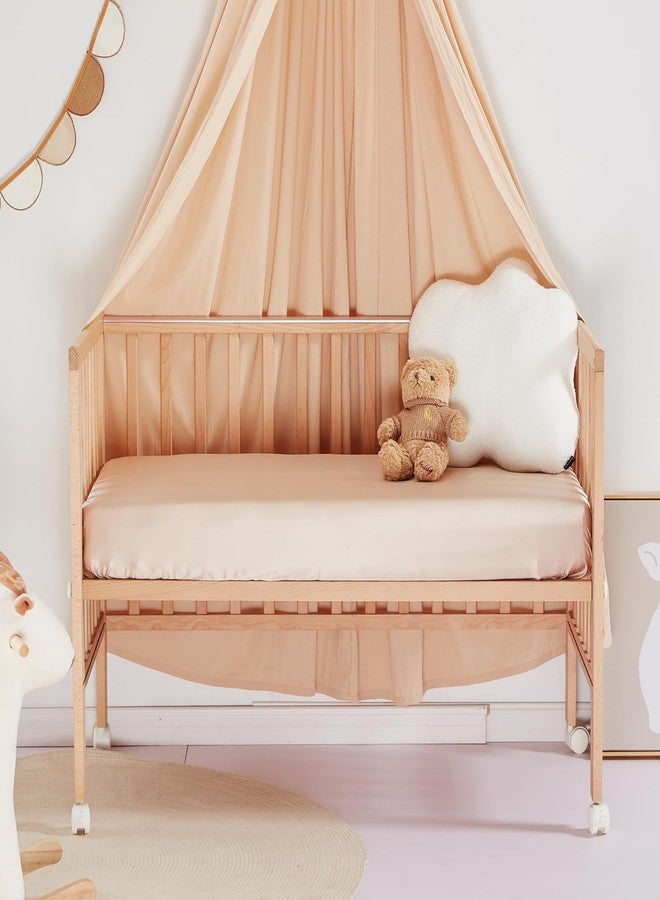 THXSILK Pure Silk Fitted Crib Sheet, Organic Crib Bedding-Ultra Soft, Smooth, 100% Top Grade Mulberry Silk, 28" x 52" x 8" (Champagne#1) - Image 1