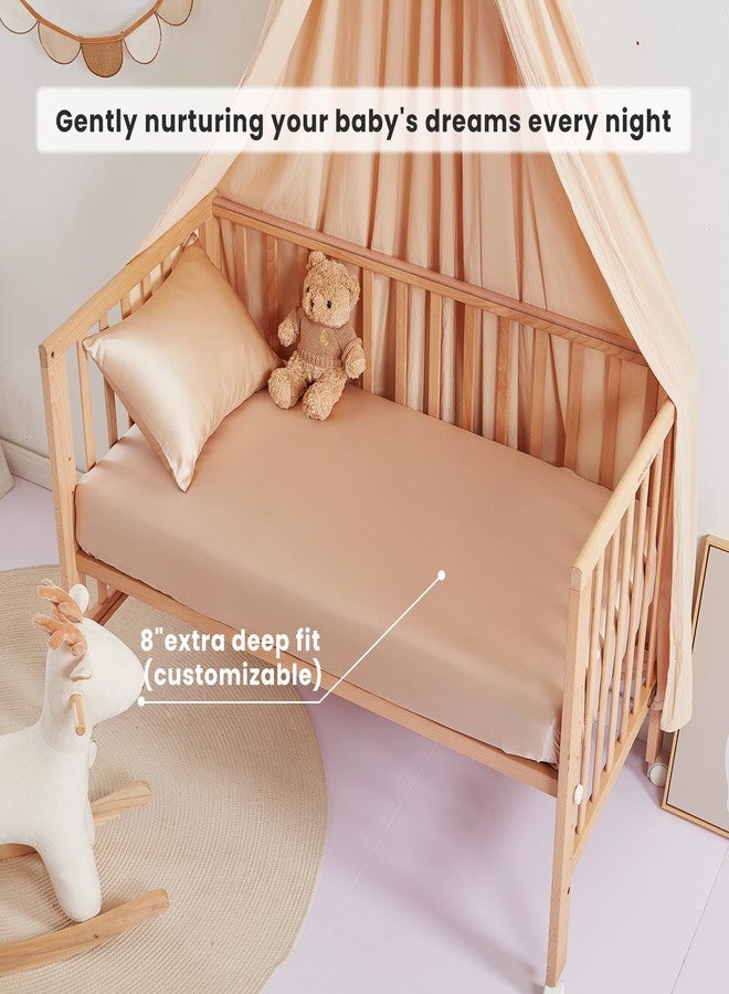 THXSILK Pure Silk Fitted Crib Sheet, Organic Crib Bedding-Ultra Soft, Smooth, 100% Top Grade Mulberry Silk, 28" x 52" x 8" (Champagne#1) - Image 3