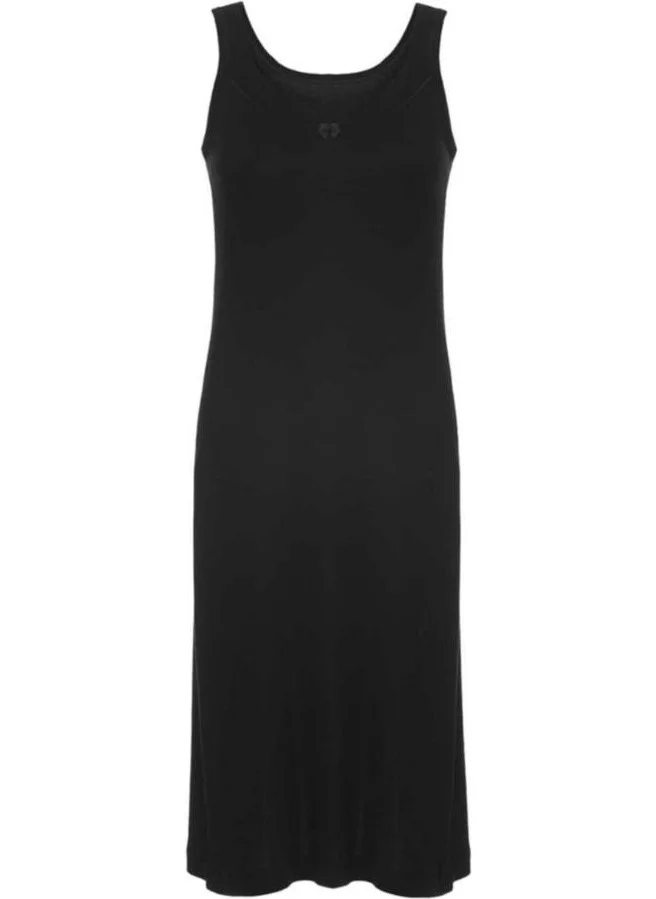 Ritnice Women's Cotton Black Long Underwear Dress