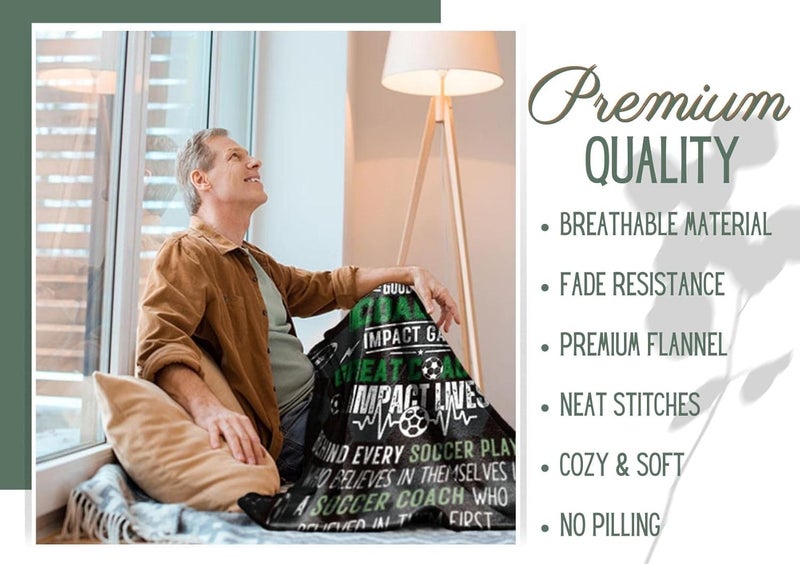 InnoBeta Soccer Coach Gifts Blanket for Men Throw for Teacher Coach Sports Fans Adults  Impact Lives 65 x 50 - Image 3