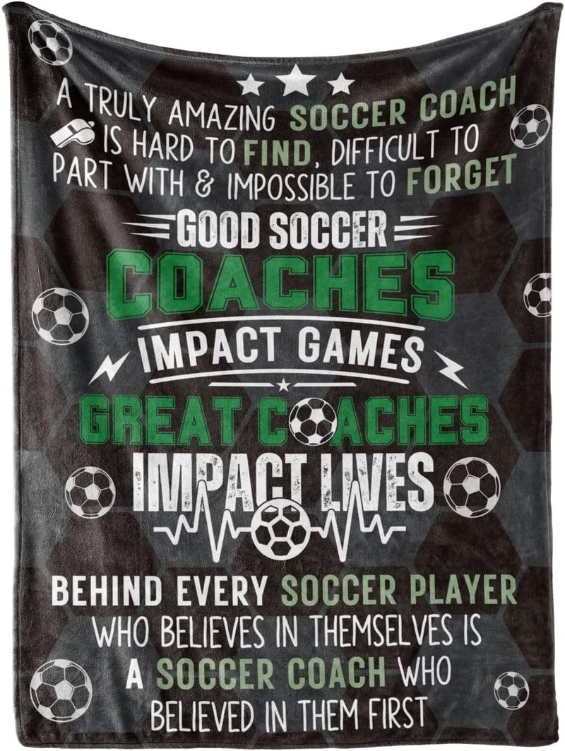 InnoBeta Soccer Coach Gifts Blanket for Men Throw for Teacher Coach Sports Fans Adults  Impact Lives 65 x 50 - Image 1