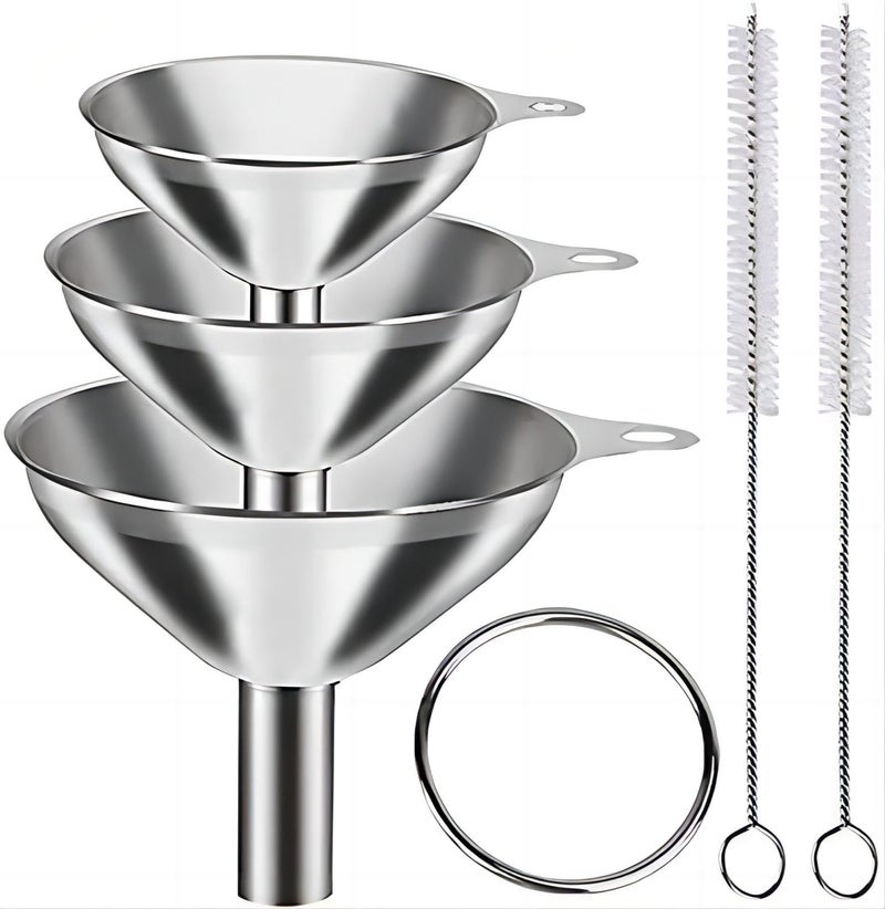 YEVIOR 3 In 1 Metal Small Funnels For Filling Bottles Stainless Steel Small Kitchen Funnel Set For Transferring Essential Oils Liquid Fluid Spice Dry Ingredients Powder  Durable And Dishwasher Safe - Image 1