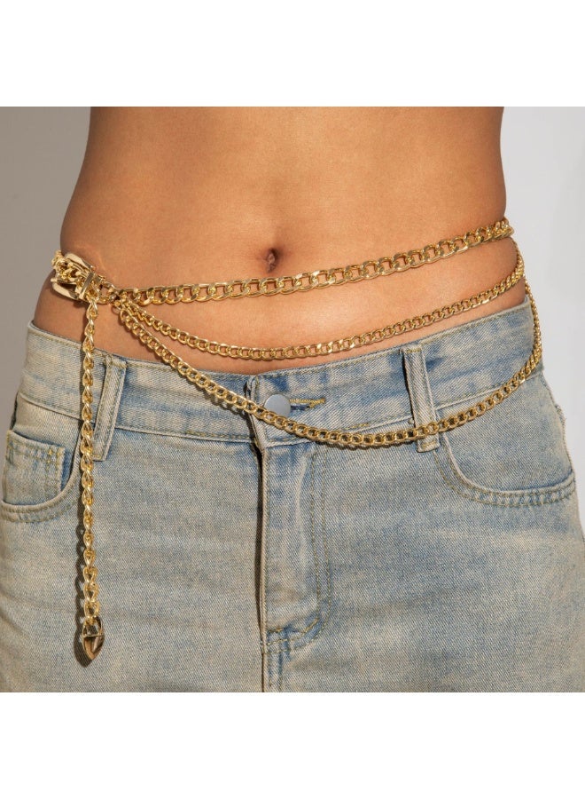 Ucanbe Fashion Multi-Layer Metal Chain Waist Accessory – Adjustable Hip-Hop Style Body Chain - Image 2