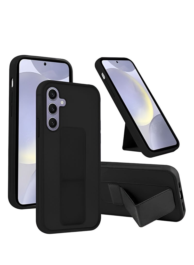 غطاء حماية لهاتف Samsung Galaxy S24 Plus مصنوع من السيليكون الفاخر مع حزام يد عمودي وأفقي مع حامل مغناطيسي للسيارة لهاتف Samsung Galaxy S24 Plus - Image 1