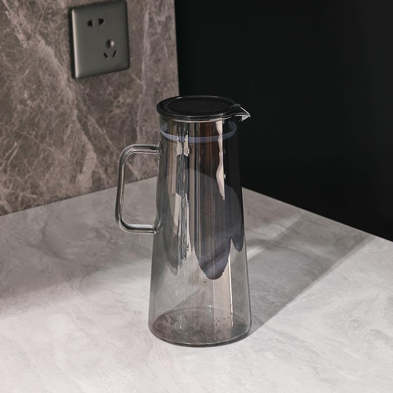 Bellemax Black Premium Glass Water Jug - 1.8 LTR, Transparent, Hot Cold Water Pitcher with Stainless Steel Lid Water Jug, Iced Tea, Milk and Juice Beverage Carafe, Lemon Jug, 1800ML (Set of 1) - Image 3