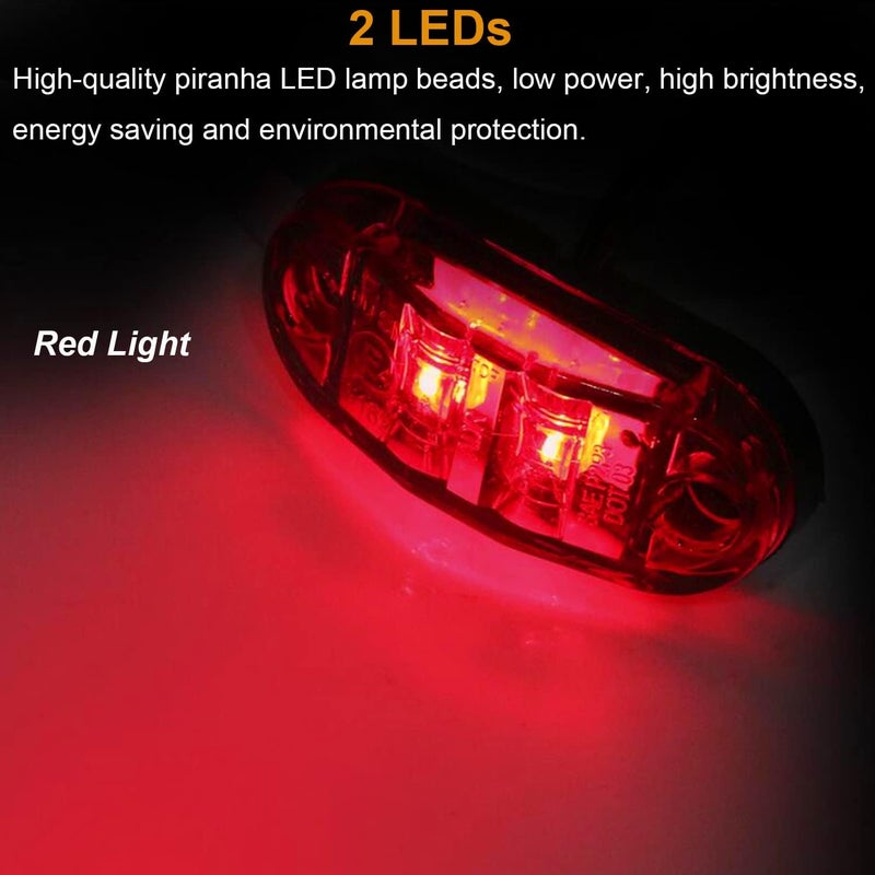 Tnisesm 10Pcs Amber and Red Waterproof Trailer Marker Lights - 2 Diode LED Oval Running Lights for RV and Camper Accessories - Image 4