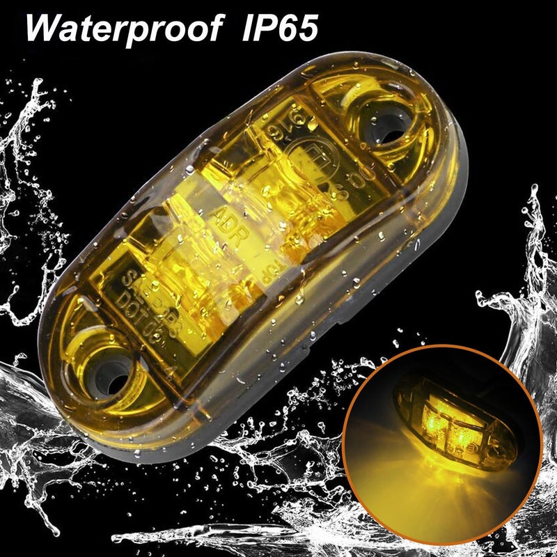 Tnisesm 10Pcs Amber and Red Waterproof Trailer Marker Lights - 2 Diode LED Oval Running Lights for RV and Camper Accessories - Image 5