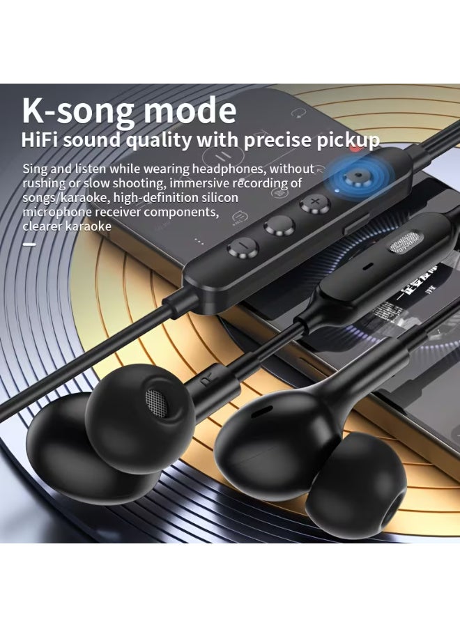 APETOO Metal Heavy Bass K-song Gaming Wire-controlled Headphones Phone K-song Gaming Earphone Live Voice Changing Singing Recording - Image 4
