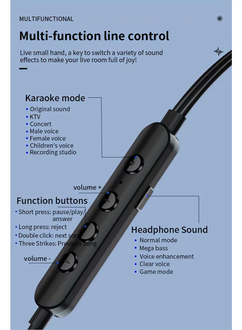 APETOO Metal Heavy Bass K-song Gaming Wire-controlled Headphones Phone K-song Gaming Earphone Live Voice Changing Singing Recording - Image 2