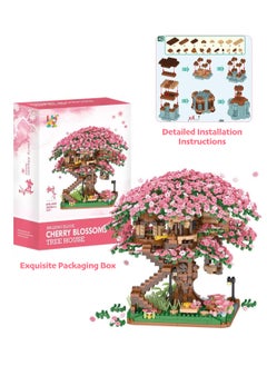 LOOPITYS 2008PCS Cherry Blossom Building Blocks Set, building blocks, construction toys, suitable for consumers of all ages, children's puzzle toys, pink themed cherry blossom tree building blocks, especially suitable as a birthday gift for girls, can be used as furniture decorations  - Image 2