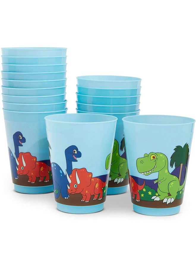 Blue Panda Dinosaur Reusable Plastic Party Cups Pack Of 16 Blue - Image 1