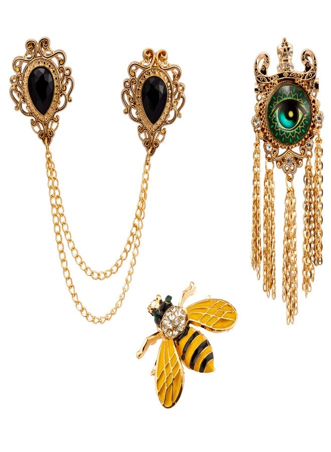 Knighthood Unisex Metal Brooch/Lapel Pin (Multicolour) - Pack of 3