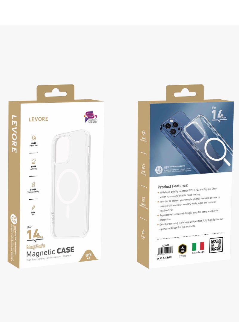 LEVORE - Levore Cover For Iphone 14 Max, High Transparency, Anti Drop, Anti Scratch, Magsafe Magnetic Charging - Image 1
