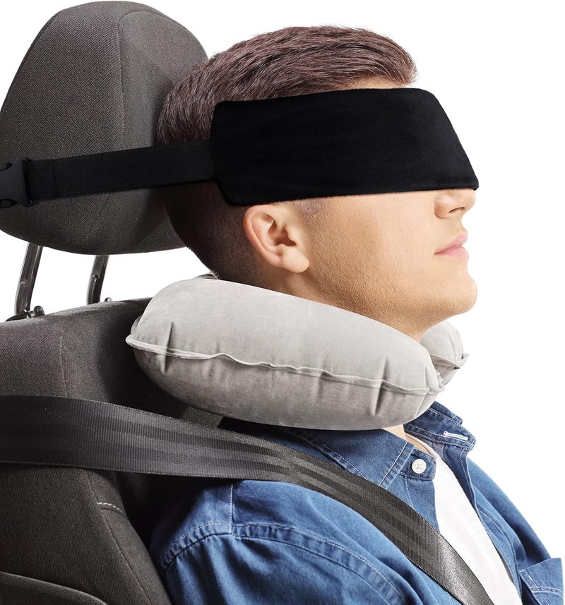 JenPen 2 Sets Headrest Travel Pillow Neck Pillow for Airplane Travel Functional Head Straps Neck Brace for Sleeping on Airplane CarBlack - Image 2