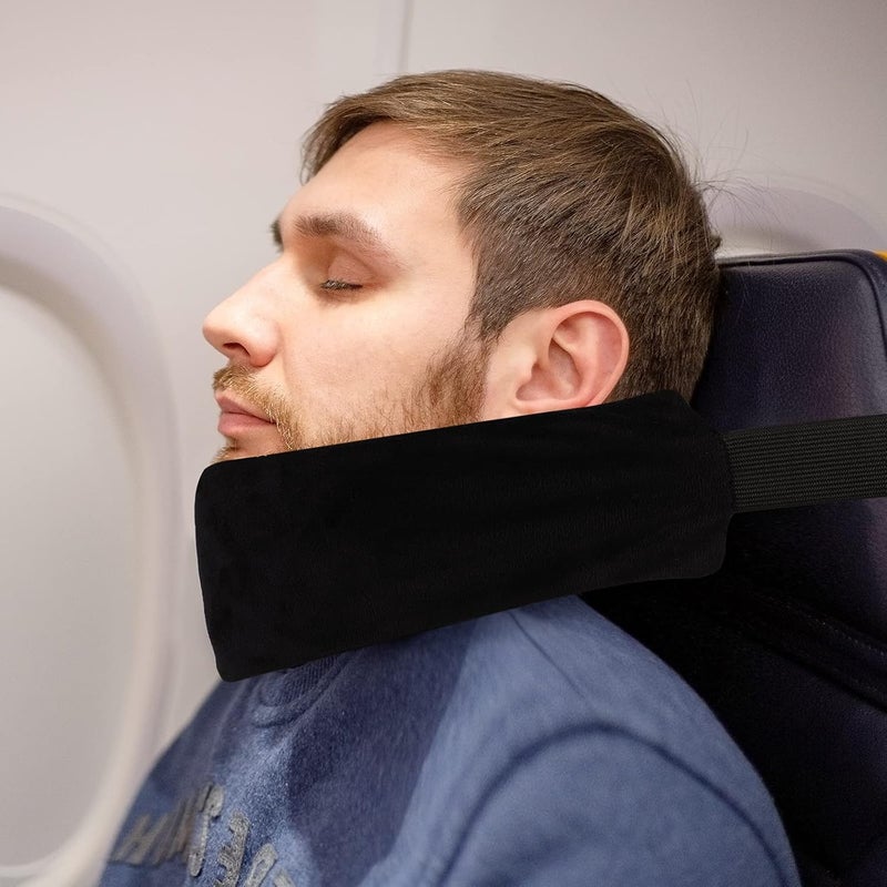JenPen 2 Sets Headrest Travel Pillow Neck Pillow for Airplane Travel Functional Head Straps Neck Brace for Sleeping on Airplane CarBlack - Image 3