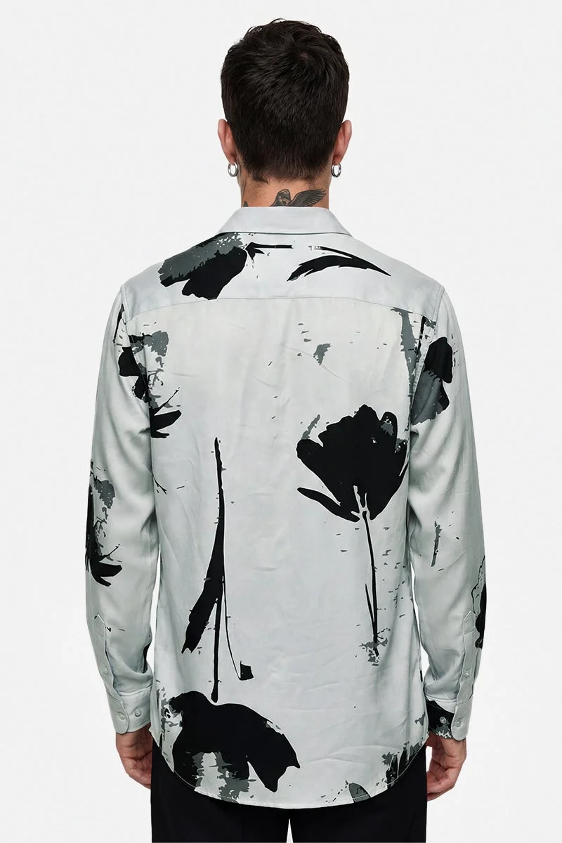 SNITCH Mint Abstract Long Sleeve Slim Fit Formal Shirt