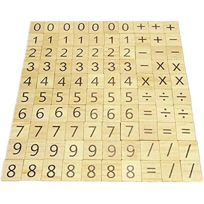 esowemsn 100pcs Wood Scrabble Tiles Numbers and Symbols Wooden Scrabble Pieces for Word Scrabble Game Board of Education Games Crafts,Pendants - Image 3