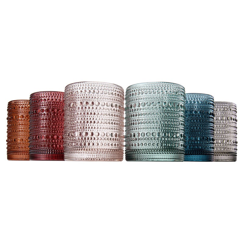 Khen Beaded Hobnail Tumbler Drinking Glasses Set | Set of 6 | Vintage Colored Hobnails 11 OZ Muted Bubble Design Whiskey, Old-Fashioned, Embossed Design Glass Water, Wine, Cocktail HAND WASH ONLY - Image 2