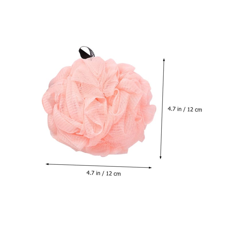 Mesh Bath Ball Shower Pouf Set Of 3 Soft Exfoliating Sponge Assorted Colors Blue Beige Pink - Image 3