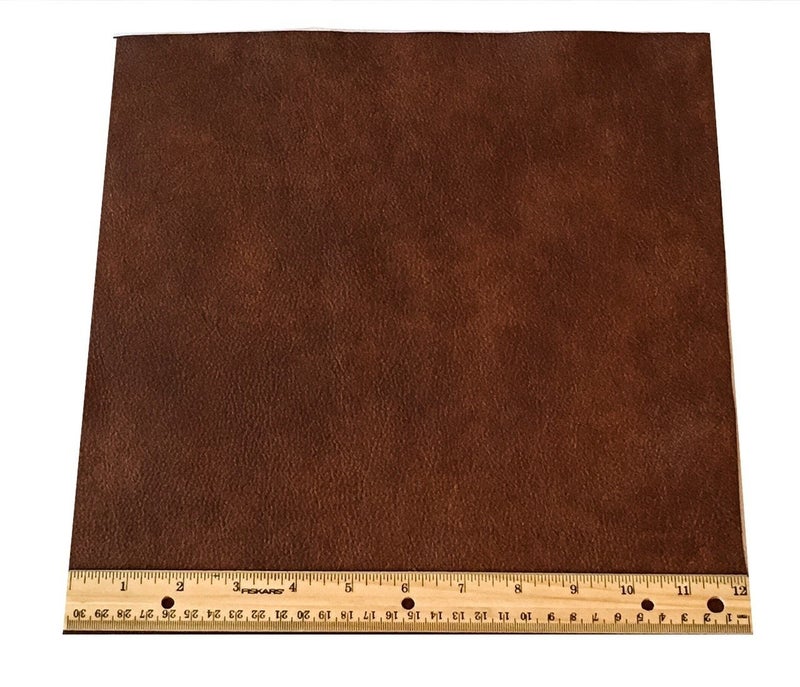 Upholstery Leather Piece Medium Brown Cowhide Light Weight 12 x 12 1 SF
