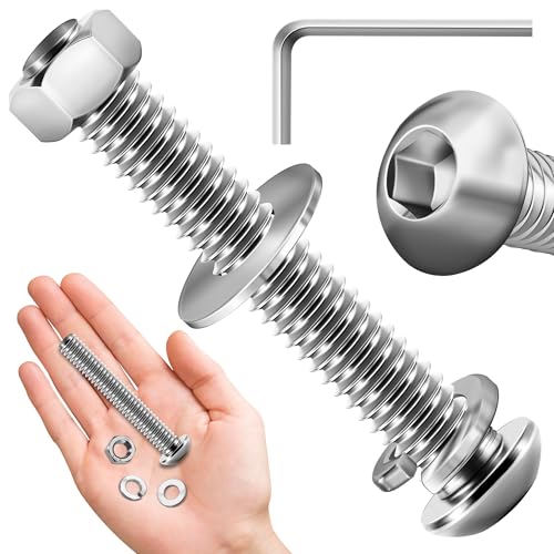 MYWISH (20Sets) 1/4-20 Bolt x 1-3/4", Button Head Socket Cap Bolts Screws, 304 1/4 20 Stainless Steel Bolts and Nuts 18-8, Allen Screws, Nuts and Bolts Assortment Kit, Fully Threaded & Hex Spanner by Mywish - Image 1