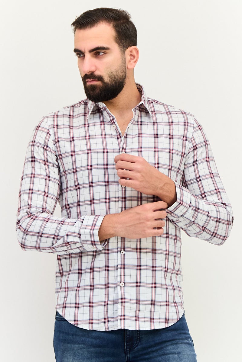 JACK & JONES Men Slim Fit Plaid Long Sleeve Casual Shirt, Multicolor - Image 1